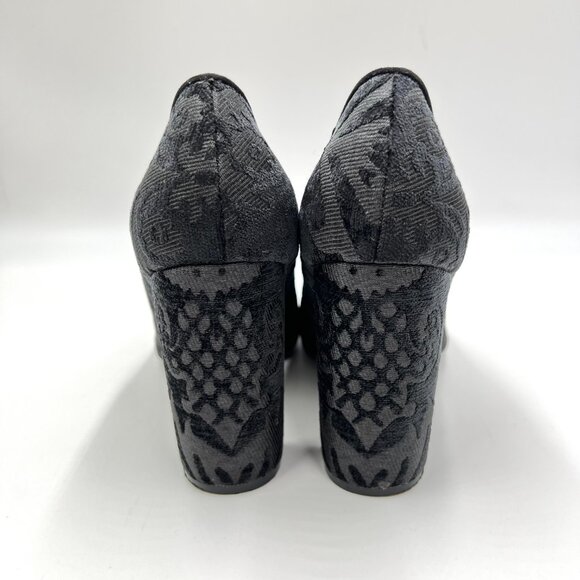 Nine West Womens Size 7.5 Black Tapestry Block Heels Pumps Shoes - Picture 8 of 13